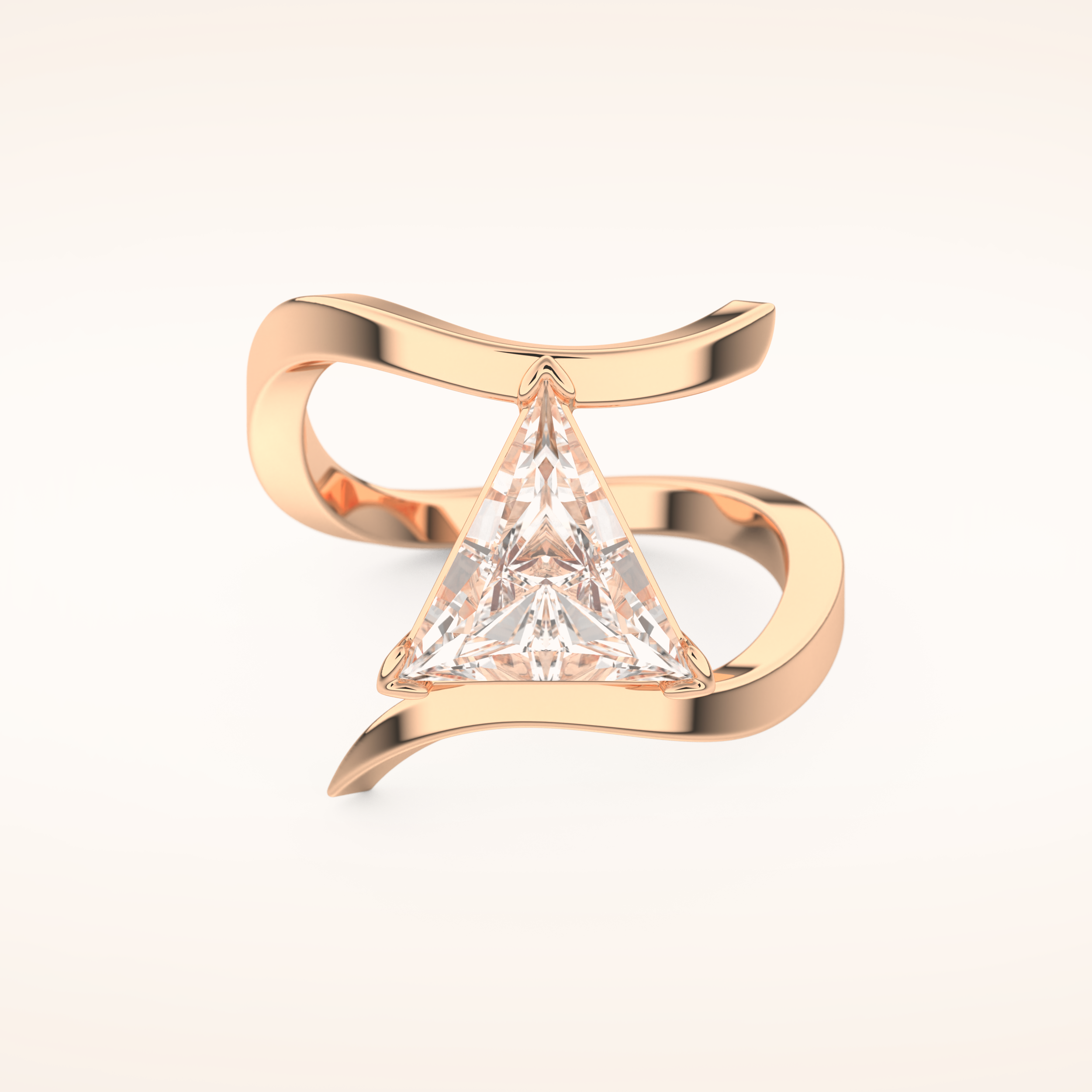 2.30 CT Triangle Shaped Solitaire Curved Shank Moissanite Engagement Ring