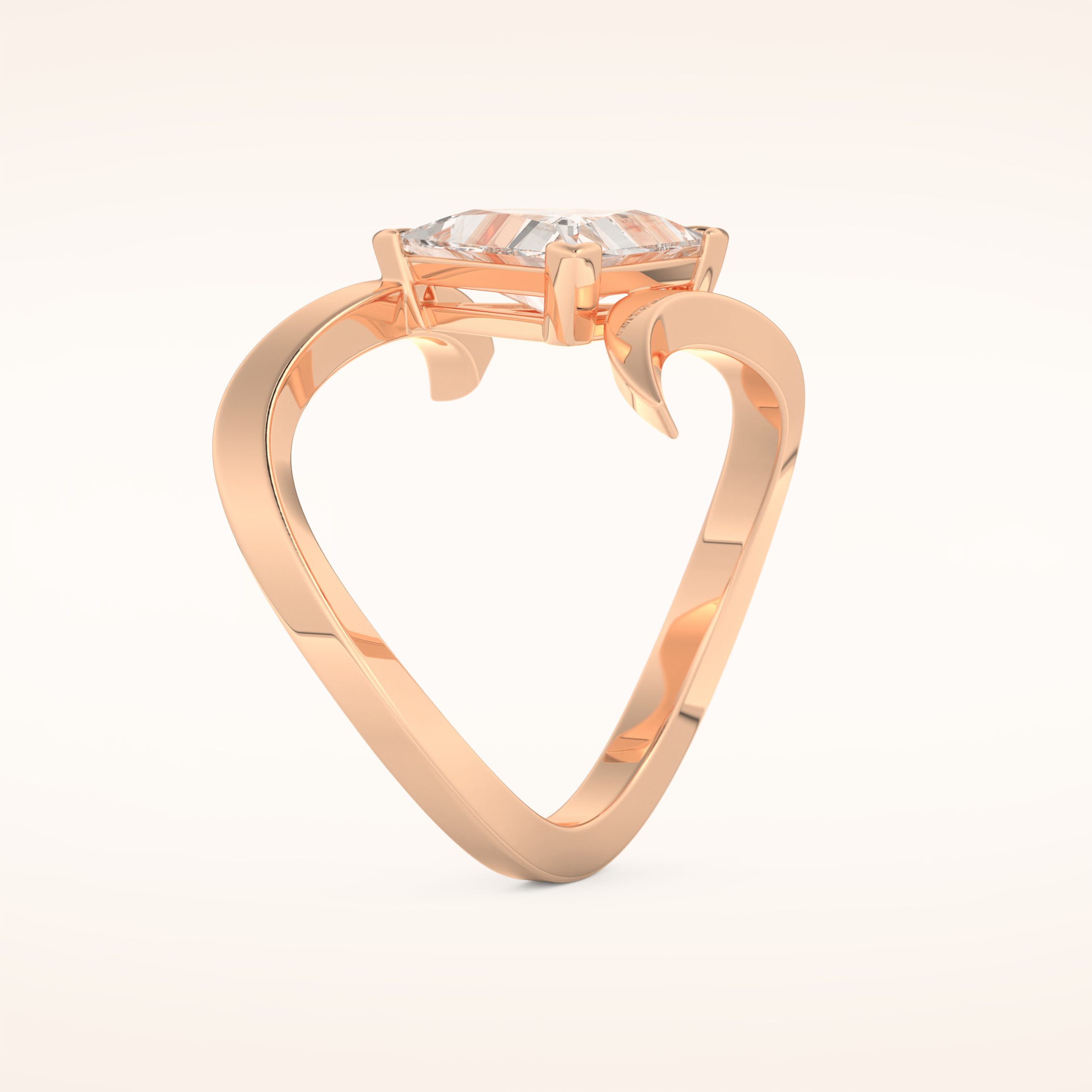 2.30 CT Triangle Shaped Solitaire Curved Shank Moissanite Engagement Ring