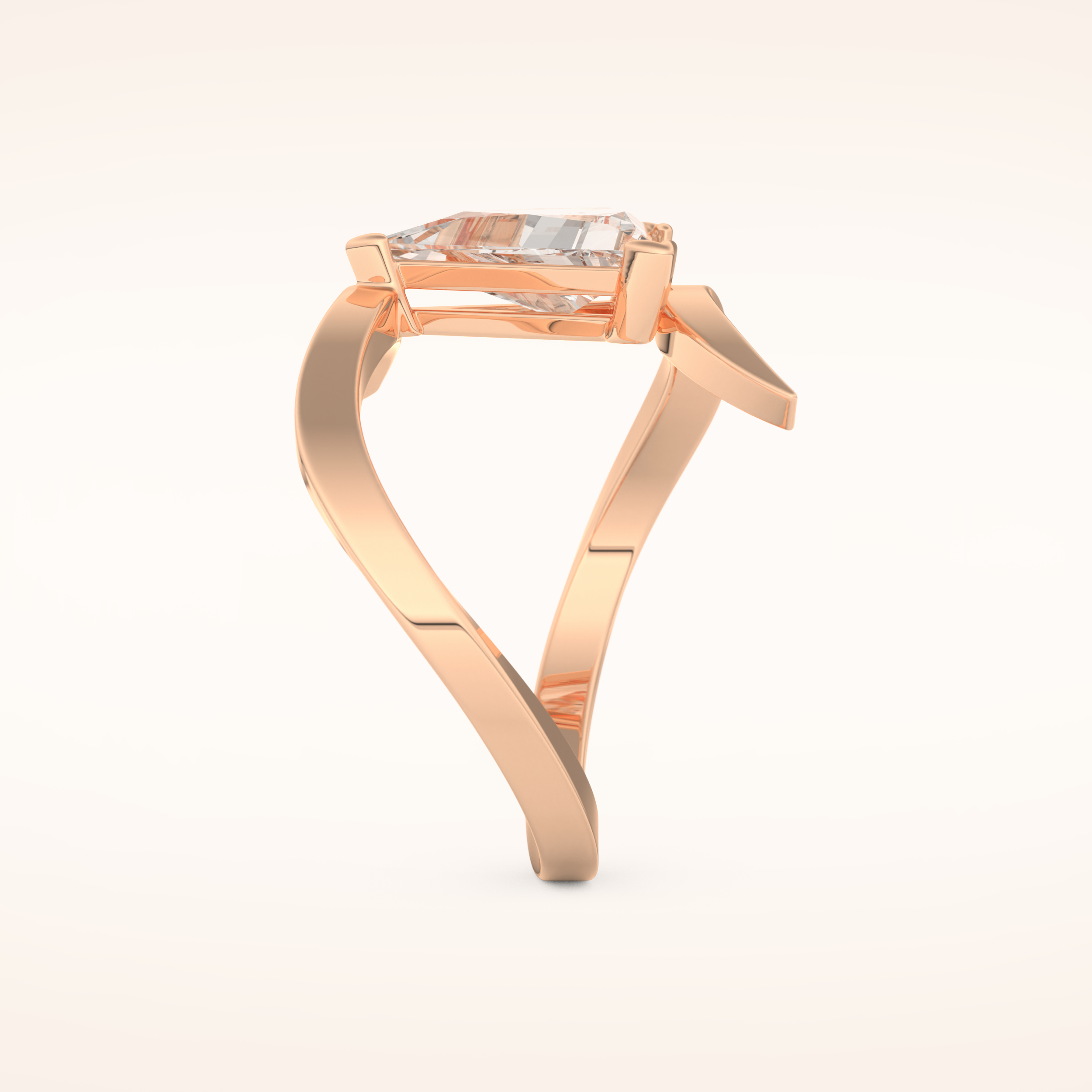 2.30 CT Triangle Shaped Solitaire Curved Shank Moissanite Engagement Ring