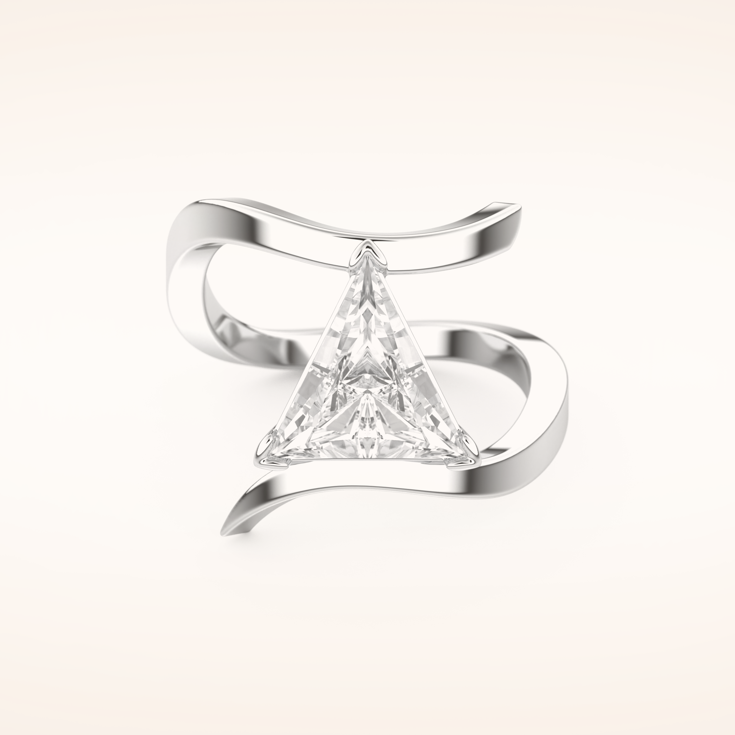 2.30 CT Triangle Shaped Solitaire Curved Shank Moissanite Engagement Ring
