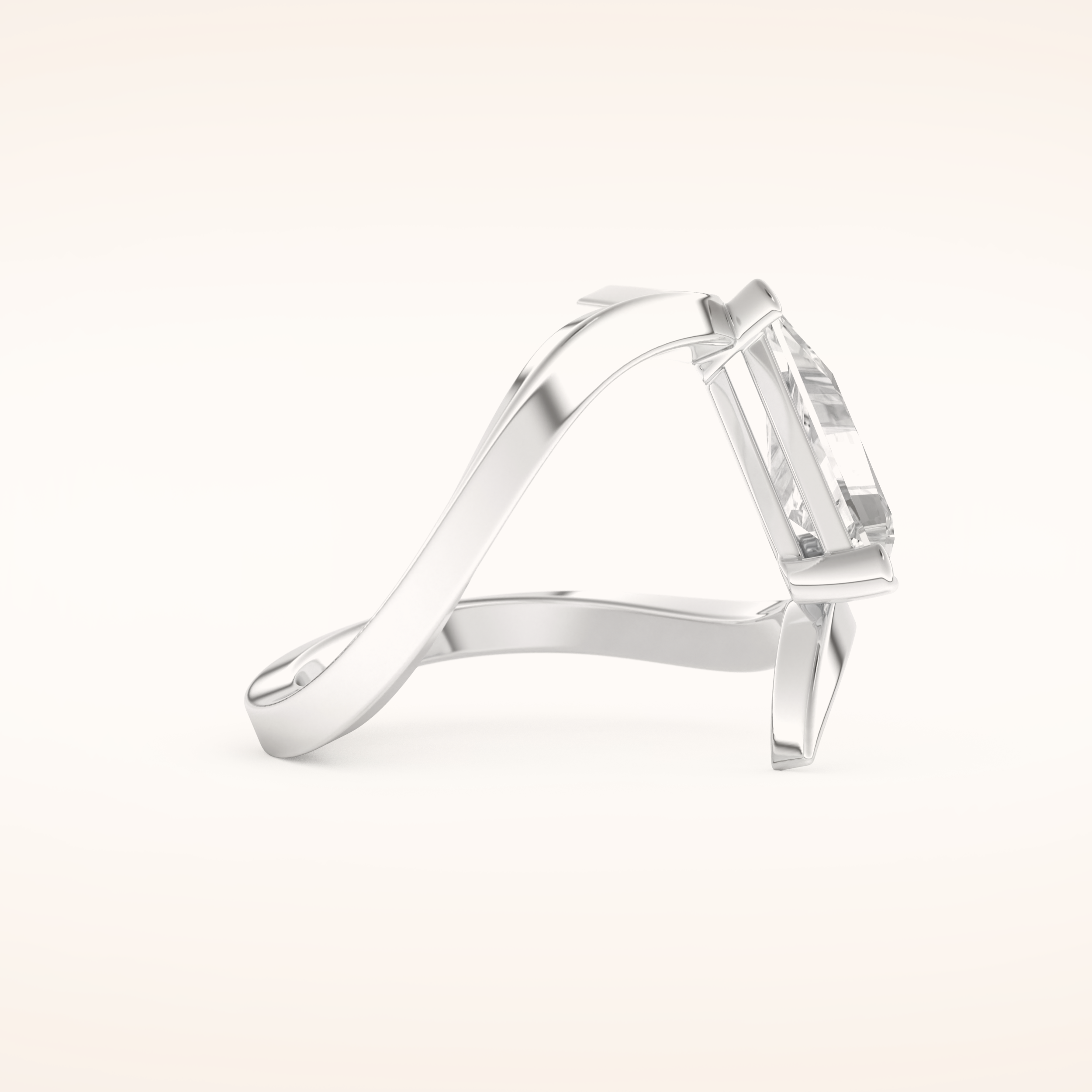 2.30 CT Triangle Shaped Solitaire Curved Shank Moissanite Engagement Ring