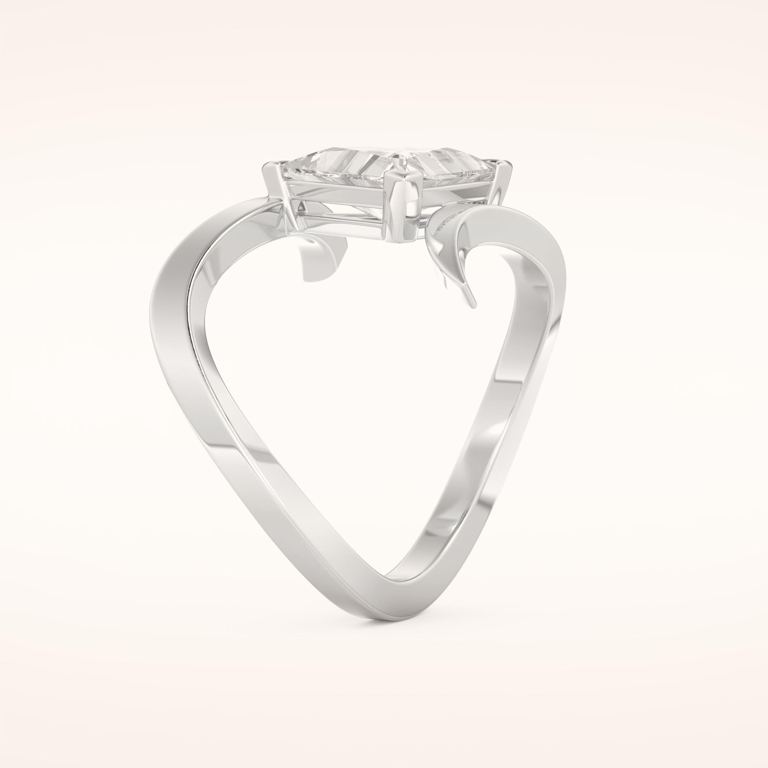 2.30 CT Triangle Shaped Solitaire Curved Shank Moissanite Engagement Ring