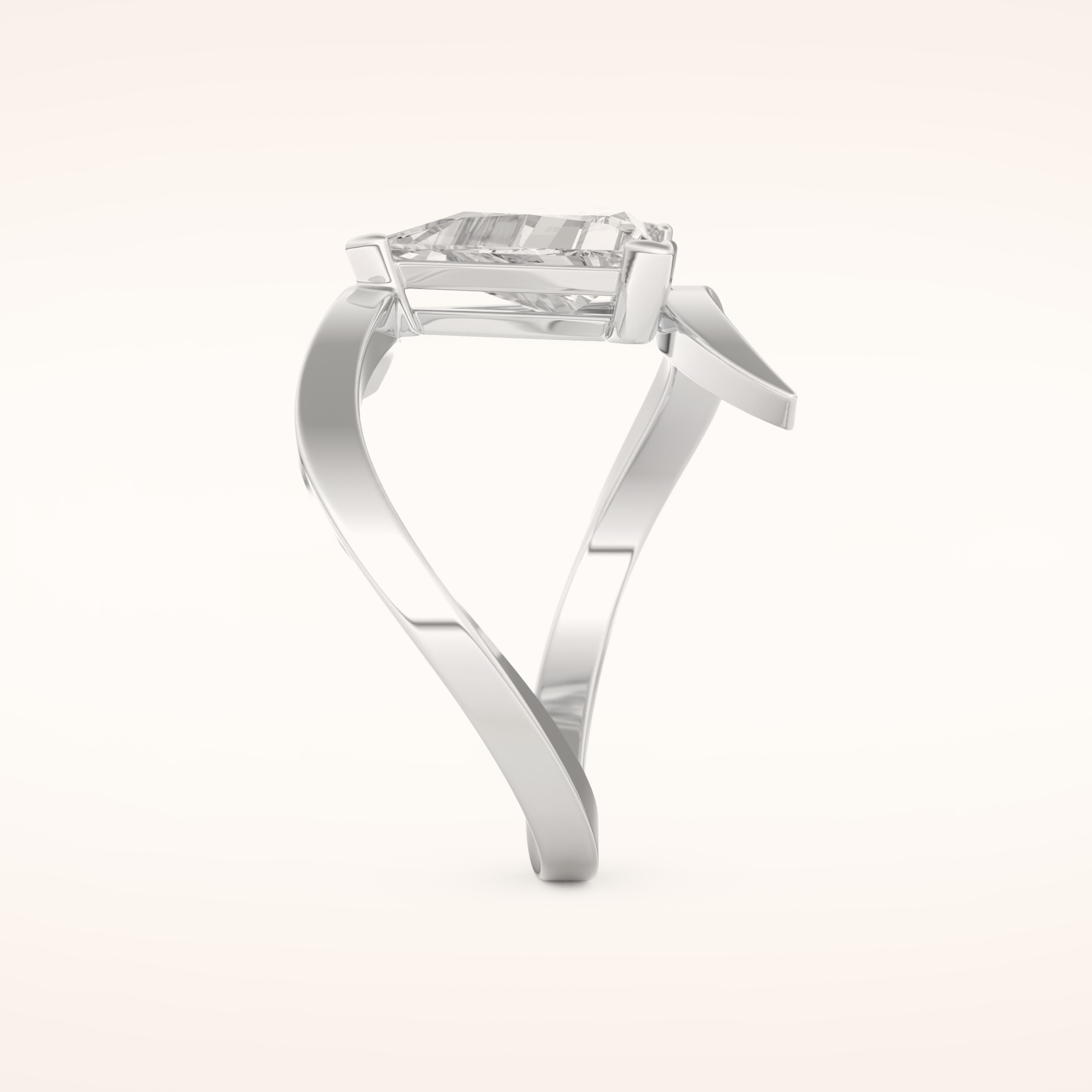 2.30 CT Triangle Shaped Solitaire Curved Shank Moissanite Engagement Ring