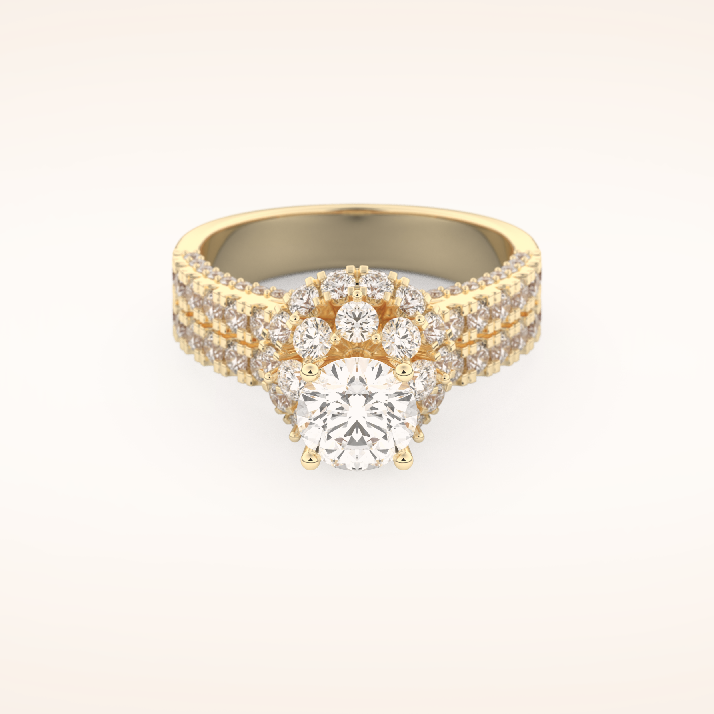 0.81 CT Round Shaped Cluster Moissanite Engagement Ring