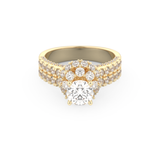 Elongated Round Cut 0.81 Carat Moissanite Ring – Halo & Pave Setting in Gold