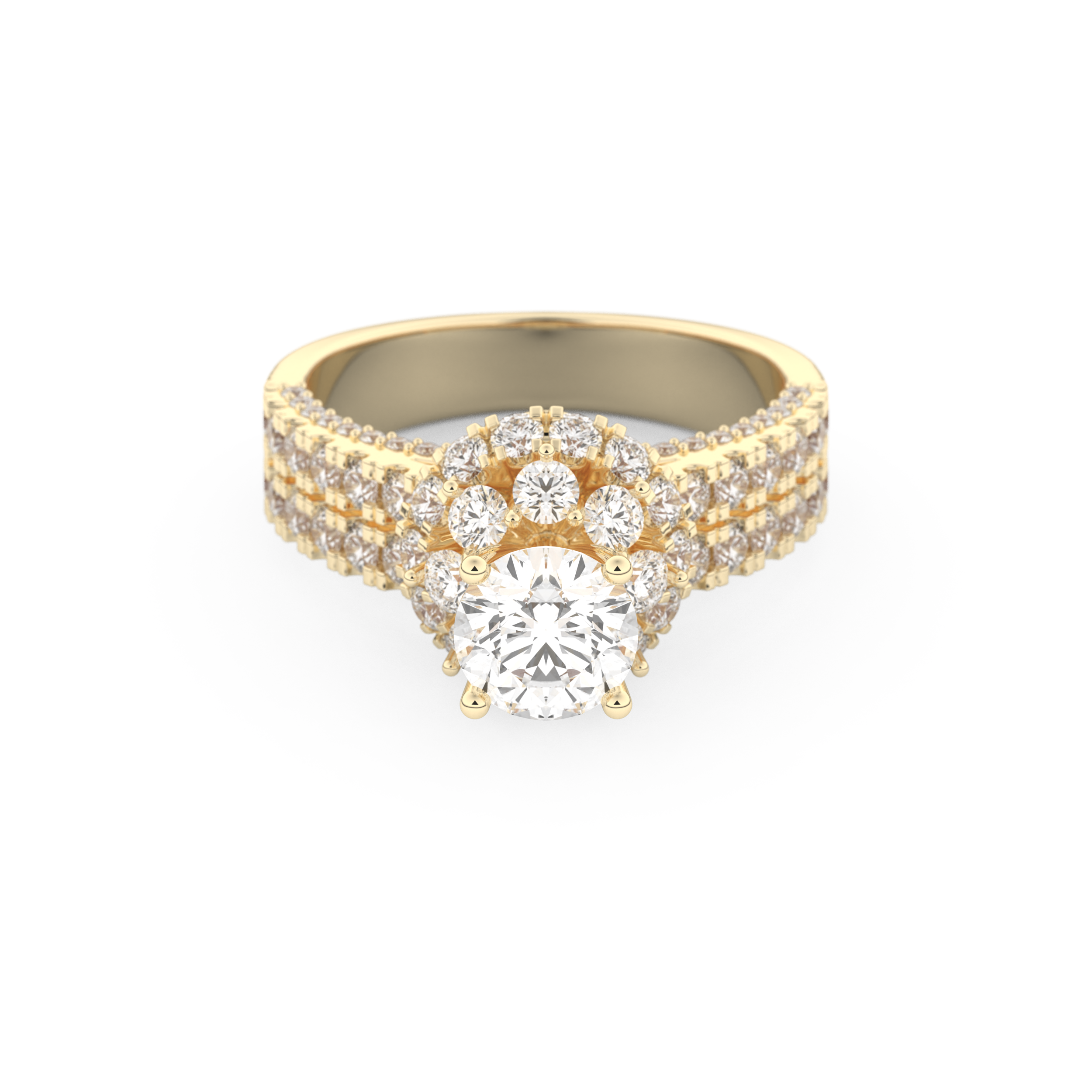 Elongated Round Cut 0.81 Carat Moissanite Ring – Halo & Pave Setting in Gold