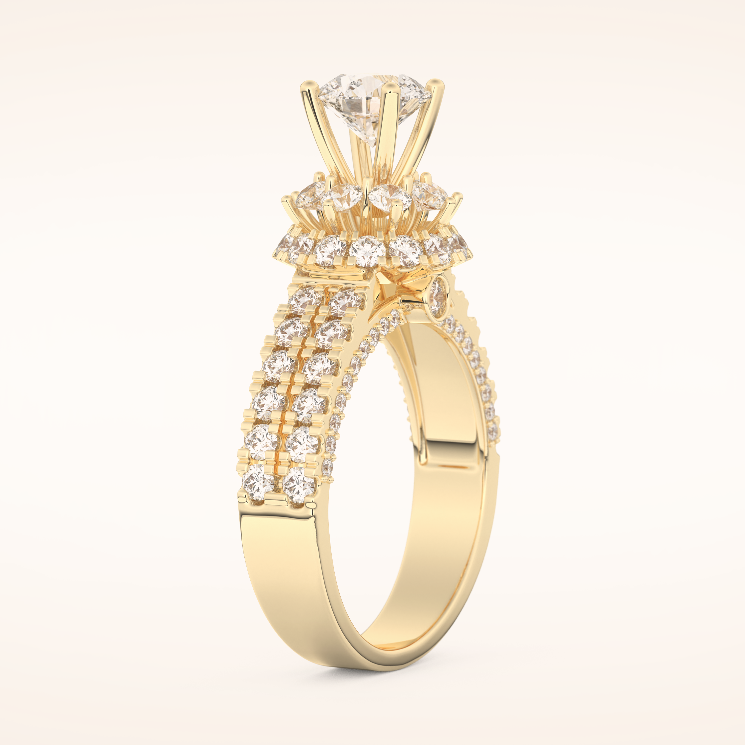 0.81 CT Round Shaped Cluster Moissanite Engagement Ring