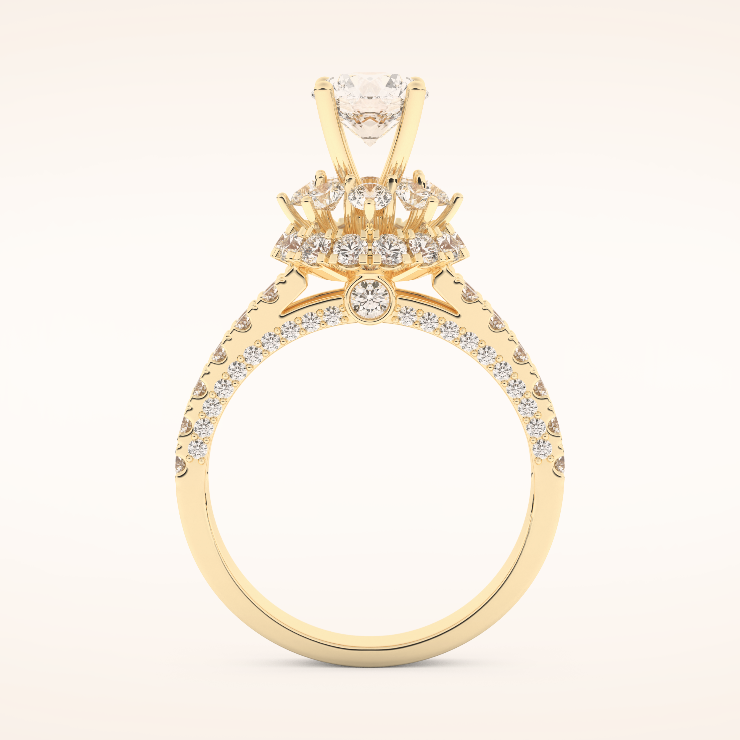 0.81 CT Round Shaped Cluster Moissanite Engagement Ring
