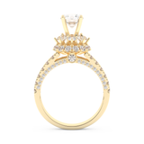 Elongated Round Cut 0.81 Carat Moissanite Ring – Halo & Pave Setting in Gold