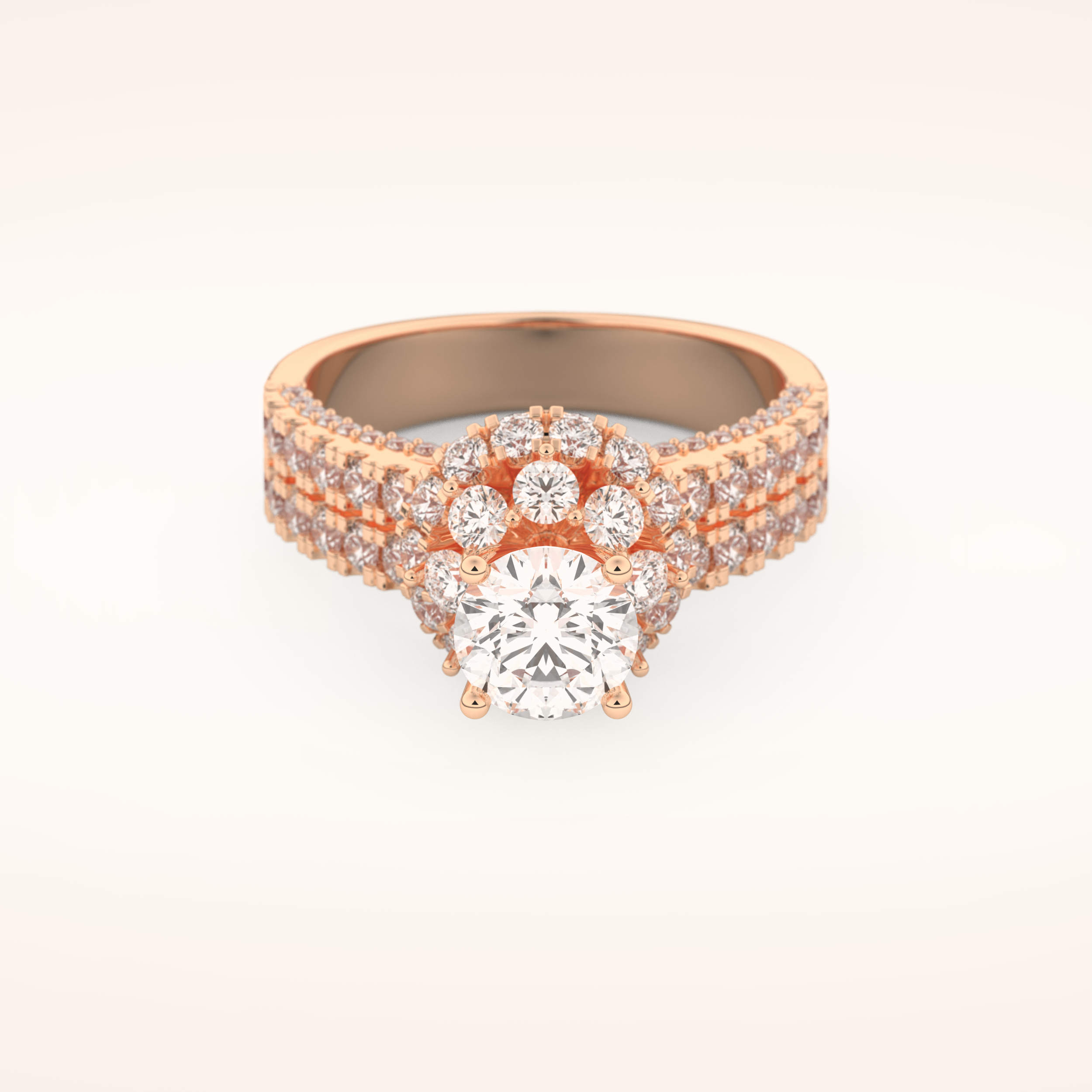 0.81 CT Round Shaped Cluster Moissanite Engagement Ring
