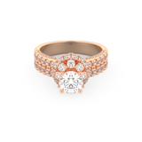 Elongated Round Cut 0.81 Carat Moissanite Ring – Halo & Pave Setting in Gold