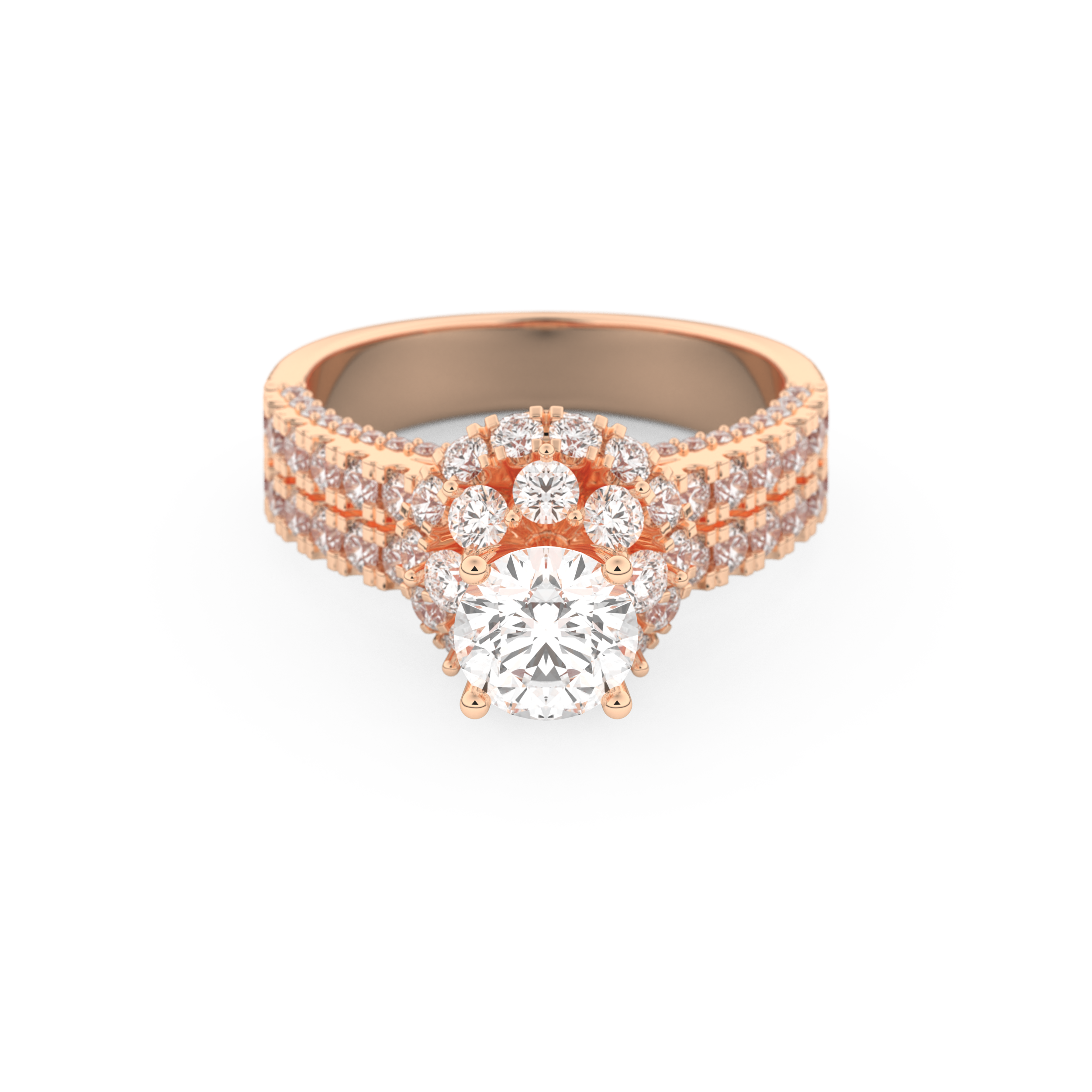Elongated Round Cut 0.81 Carat Moissanite Ring – Halo & Pave Setting in Gold