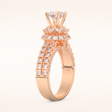 0.81 CT Round Shaped Cluster Moissanite Engagement Ring