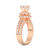 Elongated Round Cut 0.81 Carat Moissanite Ring – Halo & Pave Setting in Gold