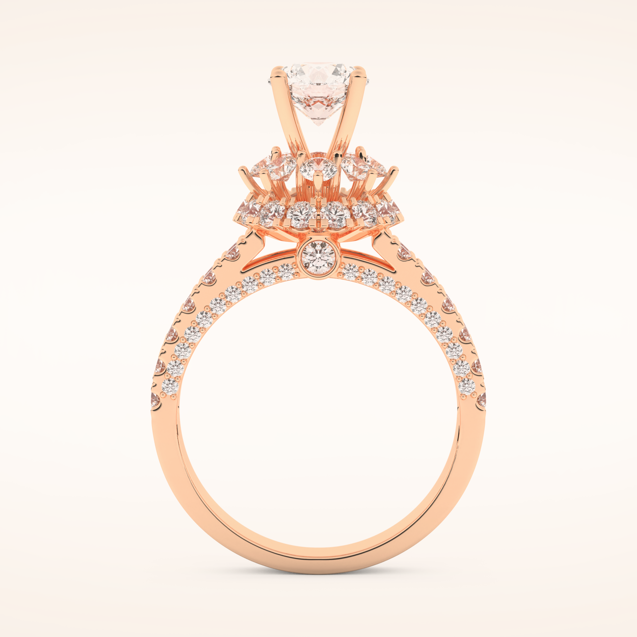 0.81 CT Round Shaped Cluster Moissanite Engagement Ring