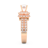 Elongated Round Cut 0.81 Carat Moissanite Ring – Halo & Pave Setting in Gold