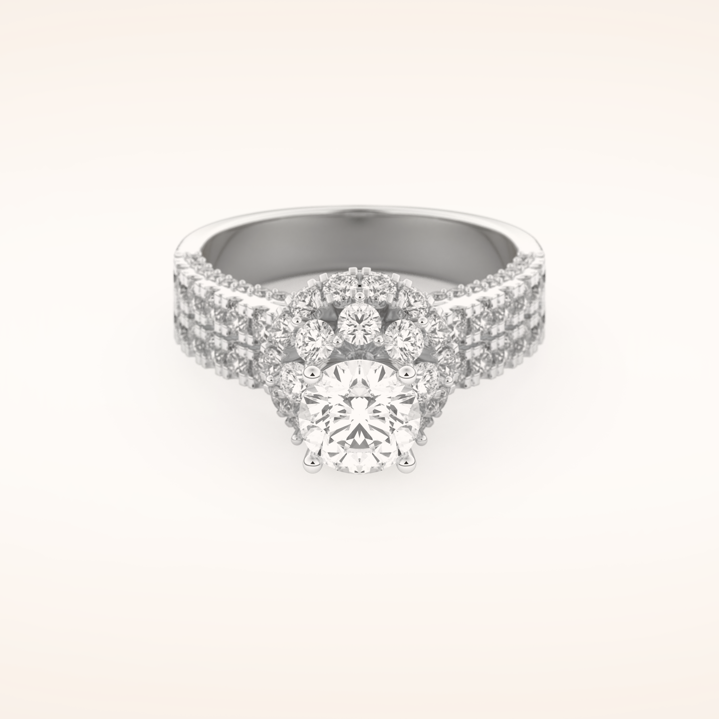 0.81 CT Round Shaped Cluster Moissanite Engagement Ring