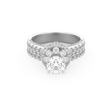Elongated Round Cut 0.81 Carat Moissanite Ring – Halo & Pave Setting in Gold