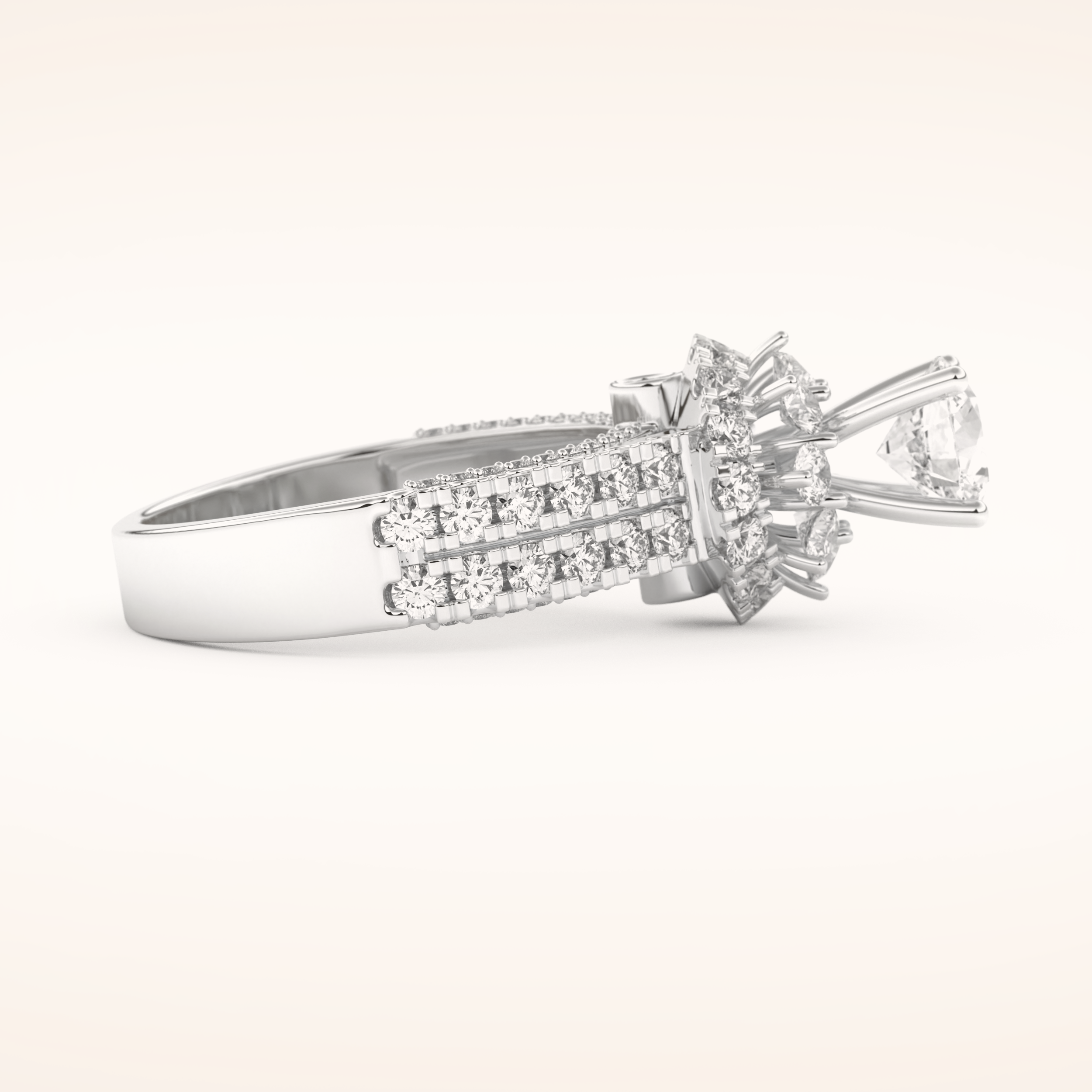 0.81 CT Round Shaped Cluster Moissanite Engagement Ring