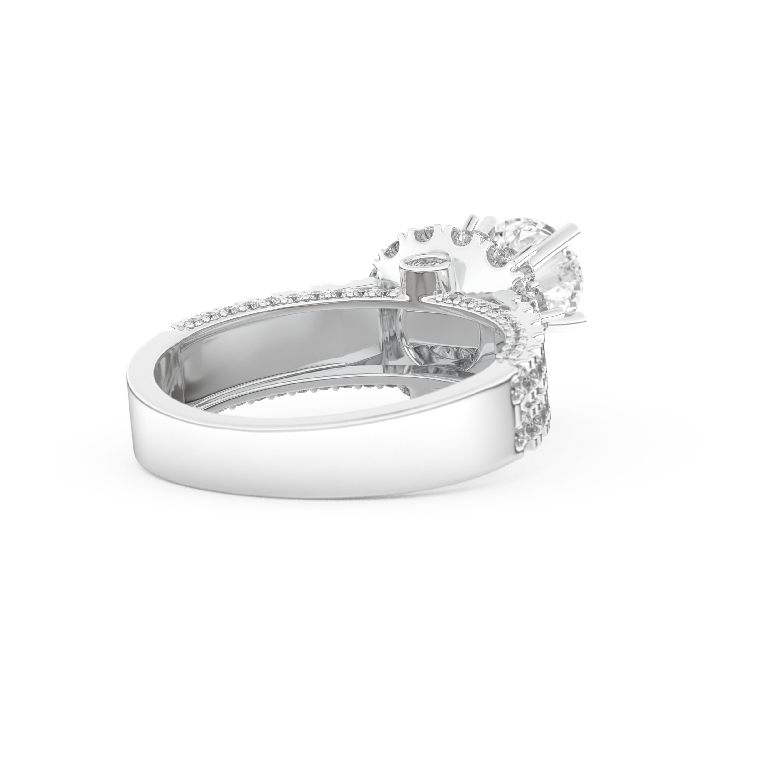 Elongated Round Cut 0.81 Carat Moissanite Ring – Halo & Pave Setting in Gold