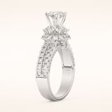 0.81 CT Round Shaped Cluster Moissanite Engagement Ring