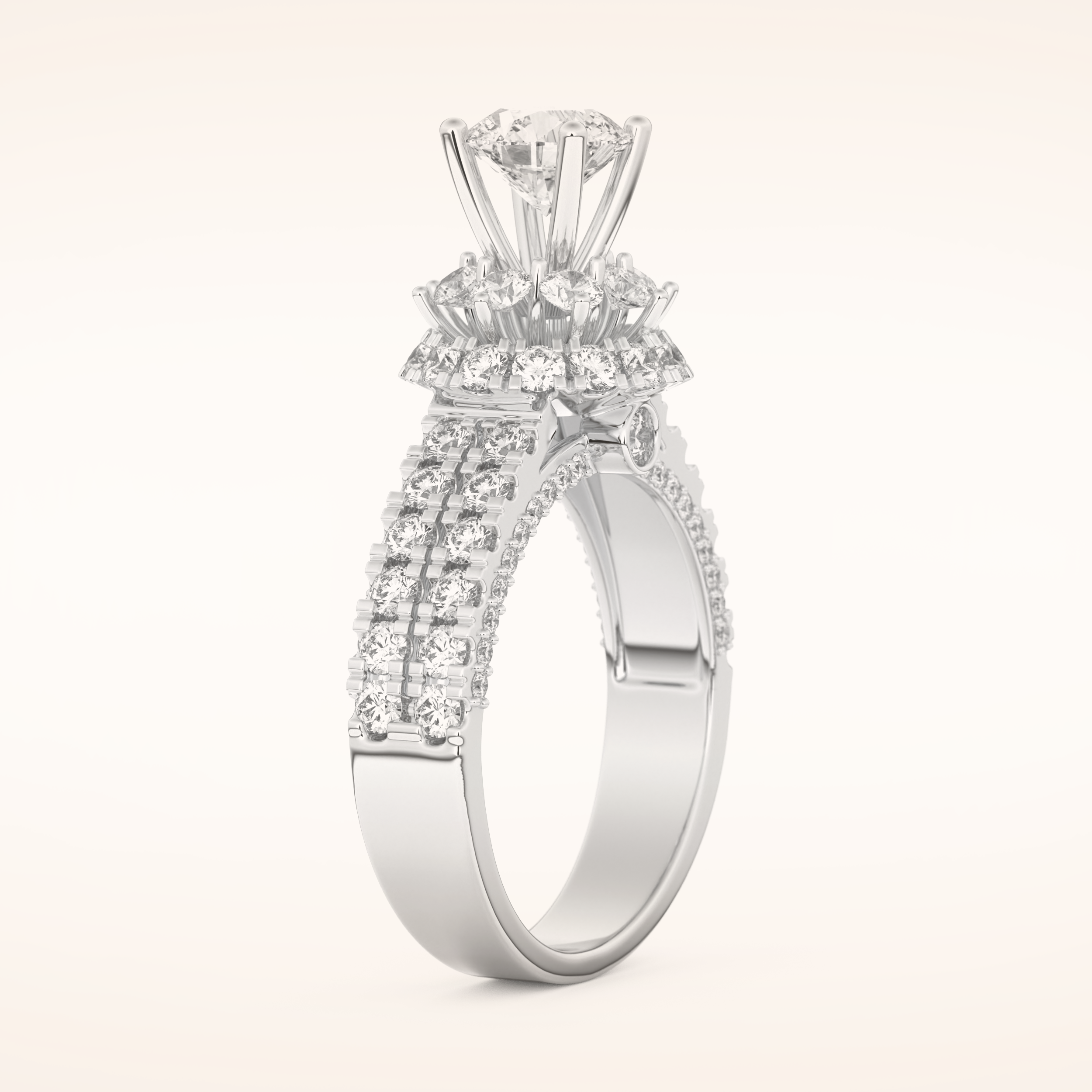 0.81 CT Round Shaped Cluster Moissanite Engagement Ring