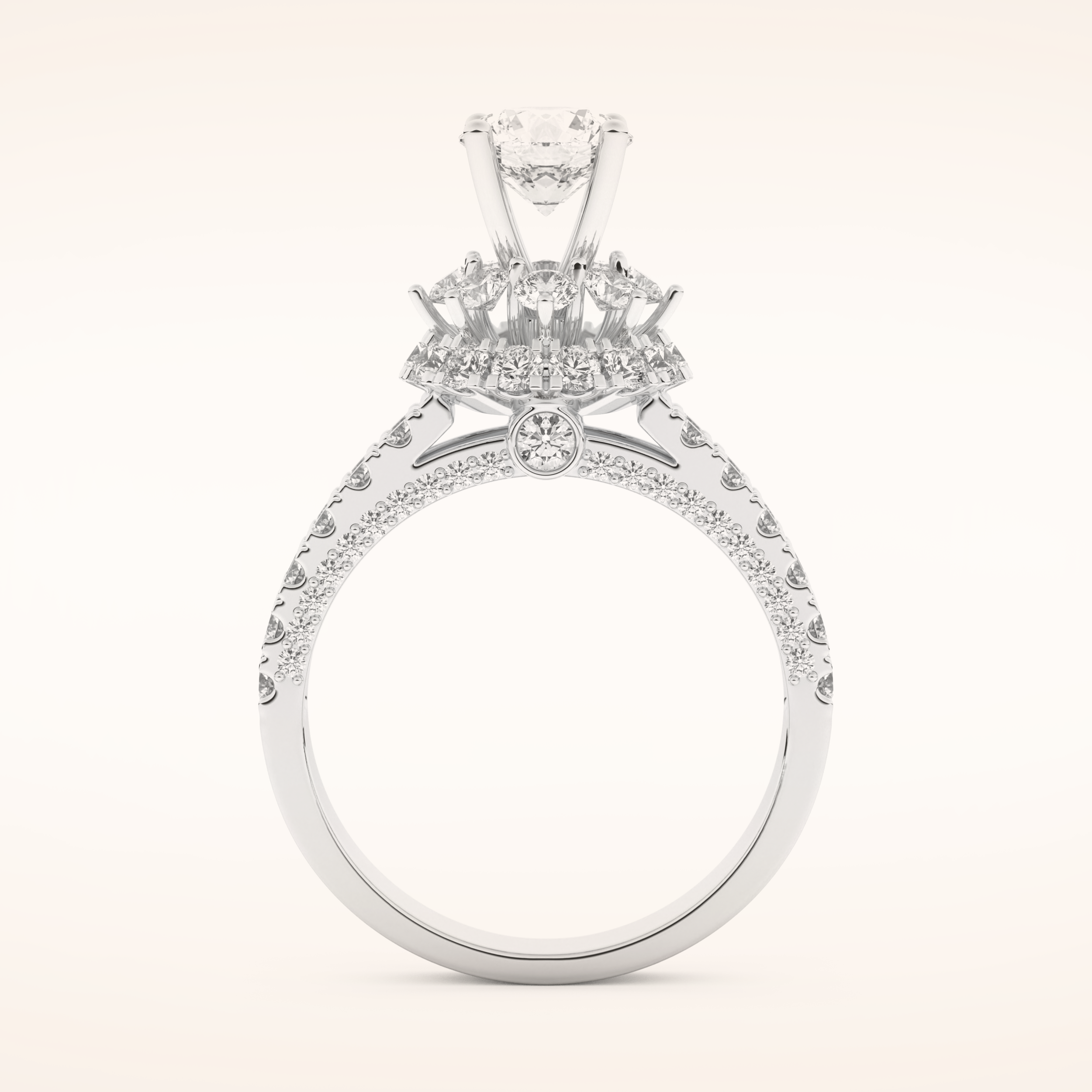 0.81 CT Round Shaped Cluster Moissanite Engagement Ring
