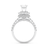 Elongated Round Cut 0.81 Carat Moissanite Ring – Halo & Pave Setting in Gold