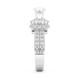 Elongated Round Cut 0.81 Carat Moissanite Ring – Halo & Pave Setting in Gold