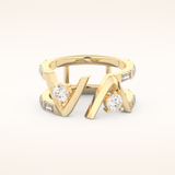 1.18 TCW Round & Baguette Shaped Moissanite V Double Shank Wedding Band