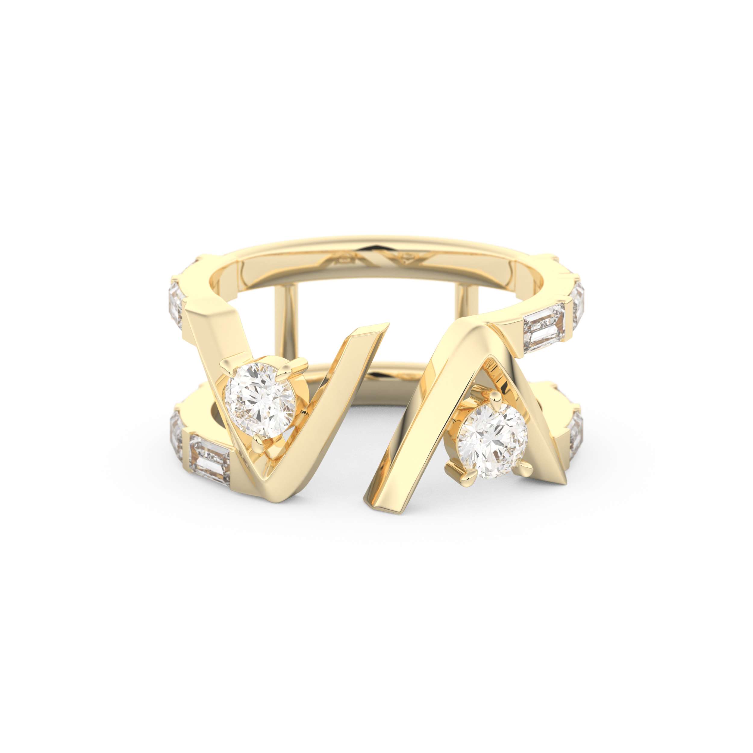 Half Eternity Wedding Band with 1.18 CT Round and Baguette Cut Moissanite – Yellow, White, or Rose Gold 1