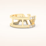 1.18 TCW Round & Baguette Shaped Moissanite V Double Shank Wedding Band