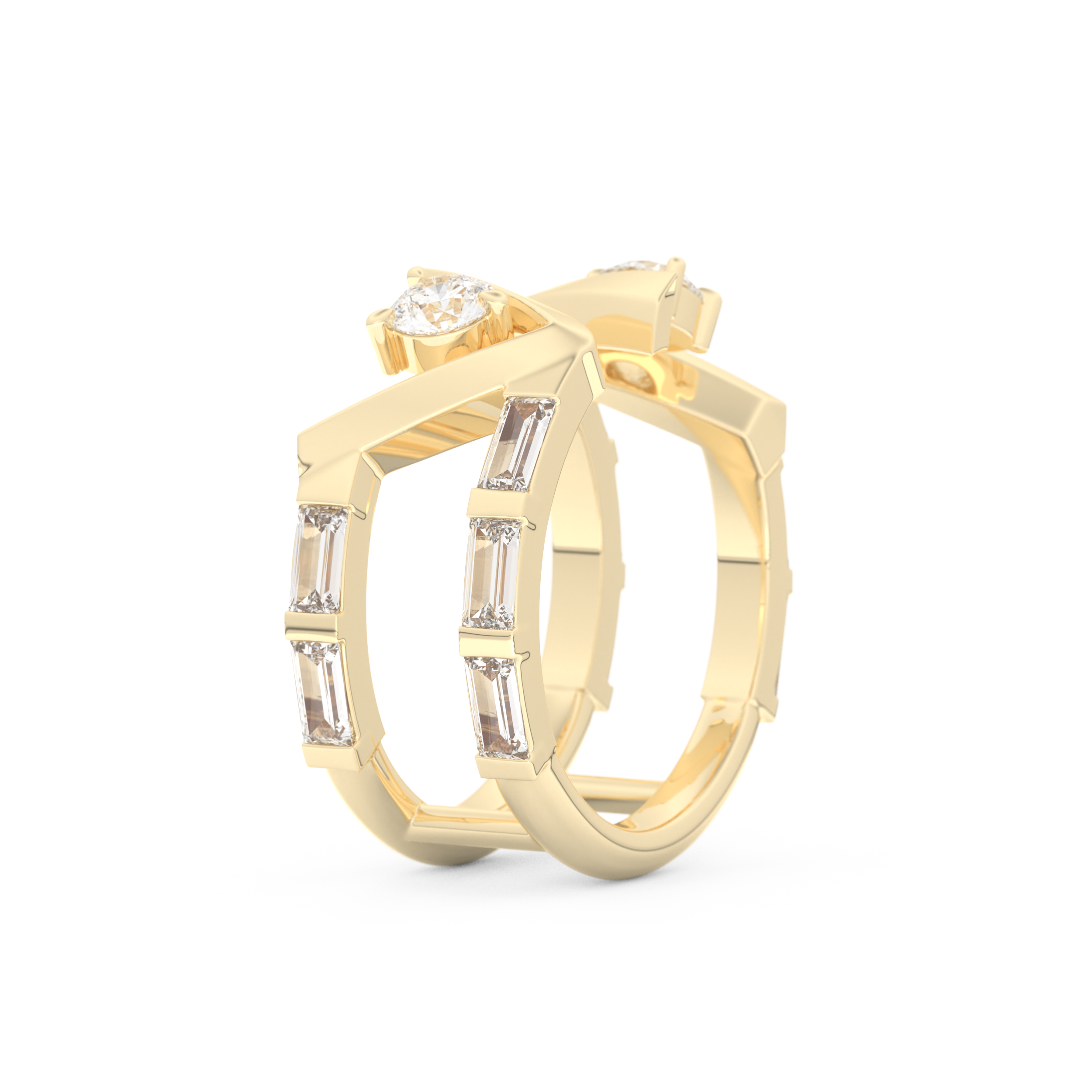 Half Eternity Wedding Band with 1.18 CT Round and Baguette Cut Moissanite – Yellow, White, or Rose Gold 4