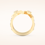 1.18 TCW Round & Baguette Shaped Moissanite V Double Shank Wedding Band