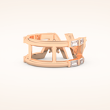 1.18 TCW Round & Baguette Shaped Moissanite V Double Shank Wedding Band