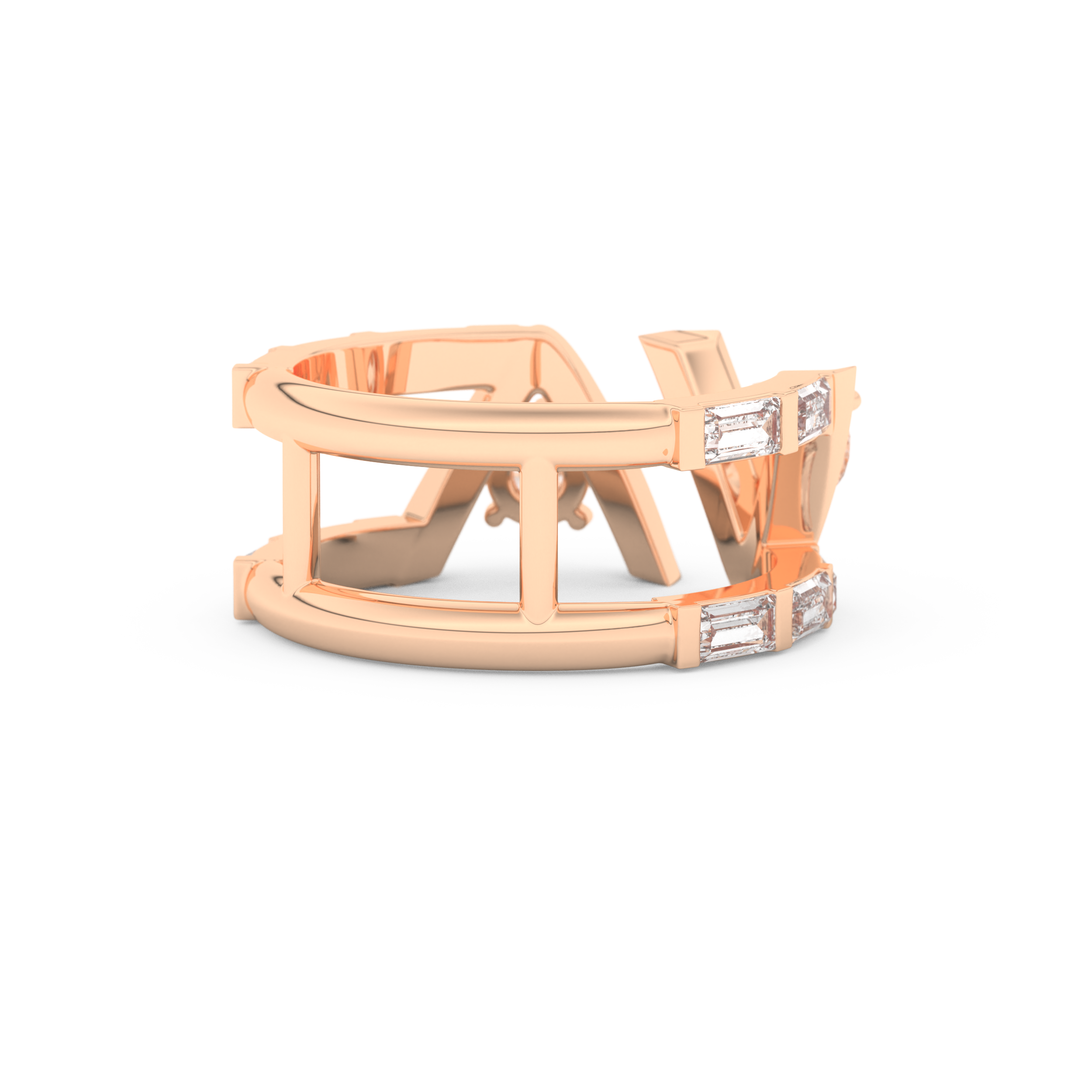 Half Eternity Wedding Band with 1.18 CT Round and Baguette Cut Moissanite – Yellow, White, or Rose Gold 15