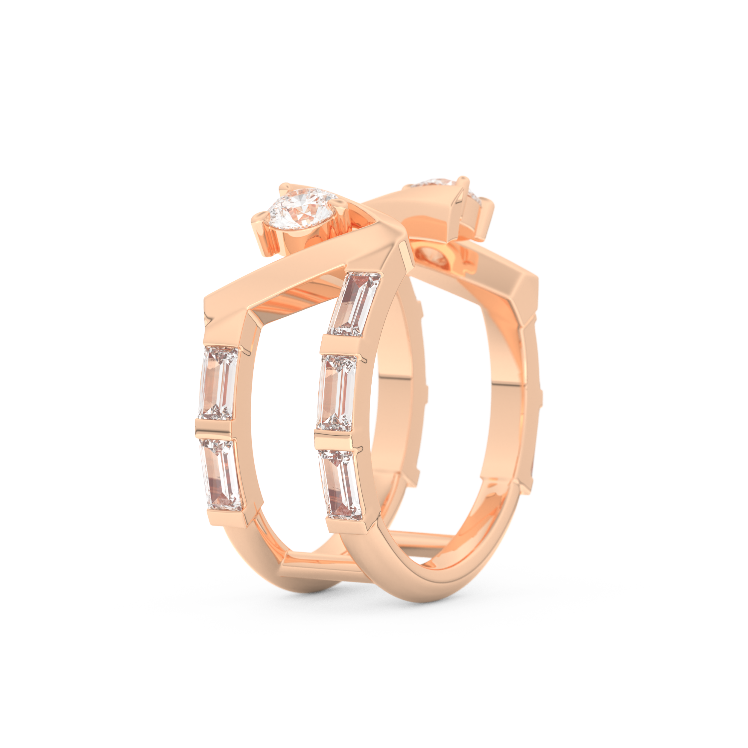 Half Eternity Wedding Band with 1.18 CT Round and Baguette Cut Moissanite – Yellow, White, or Rose Gold 16