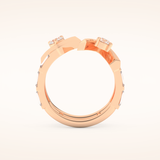 1.18 TCW Round & Baguette Shaped Moissanite V Double Shank Wedding Band