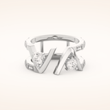 1.18 TCW Round & Baguette Shaped Moissanite V Double Shank Wedding Band