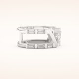 1.18 TCW Round & Baguette Shaped Moissanite V Double Shank Wedding Band