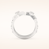 1.18 TCW Round & Baguette Shaped Moissanite V Double Shank Wedding Band