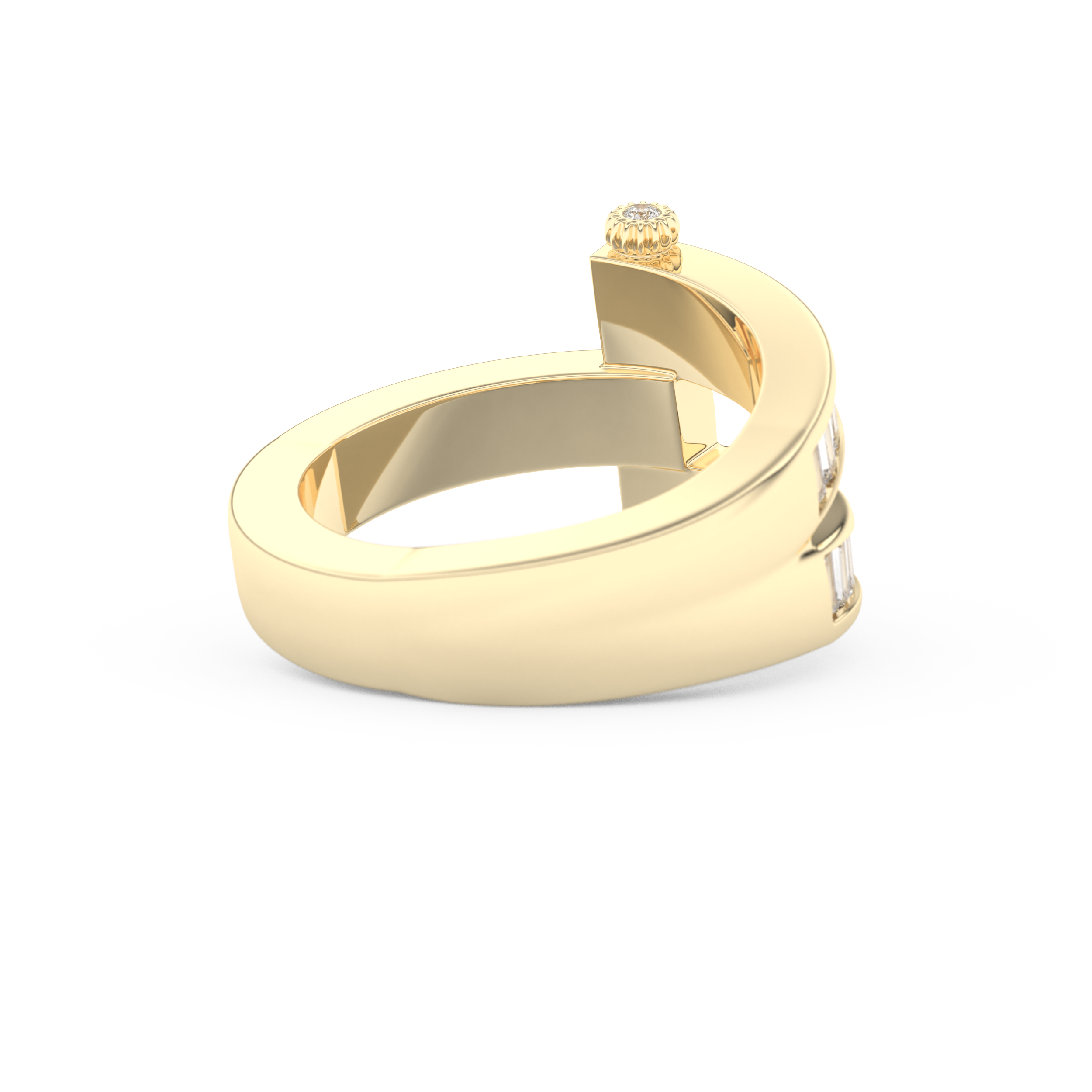 Half Eternity Wedding Band with 1.53 CT Round And Baguette Cut Moissanite – Yellow, White, or Rose Gold