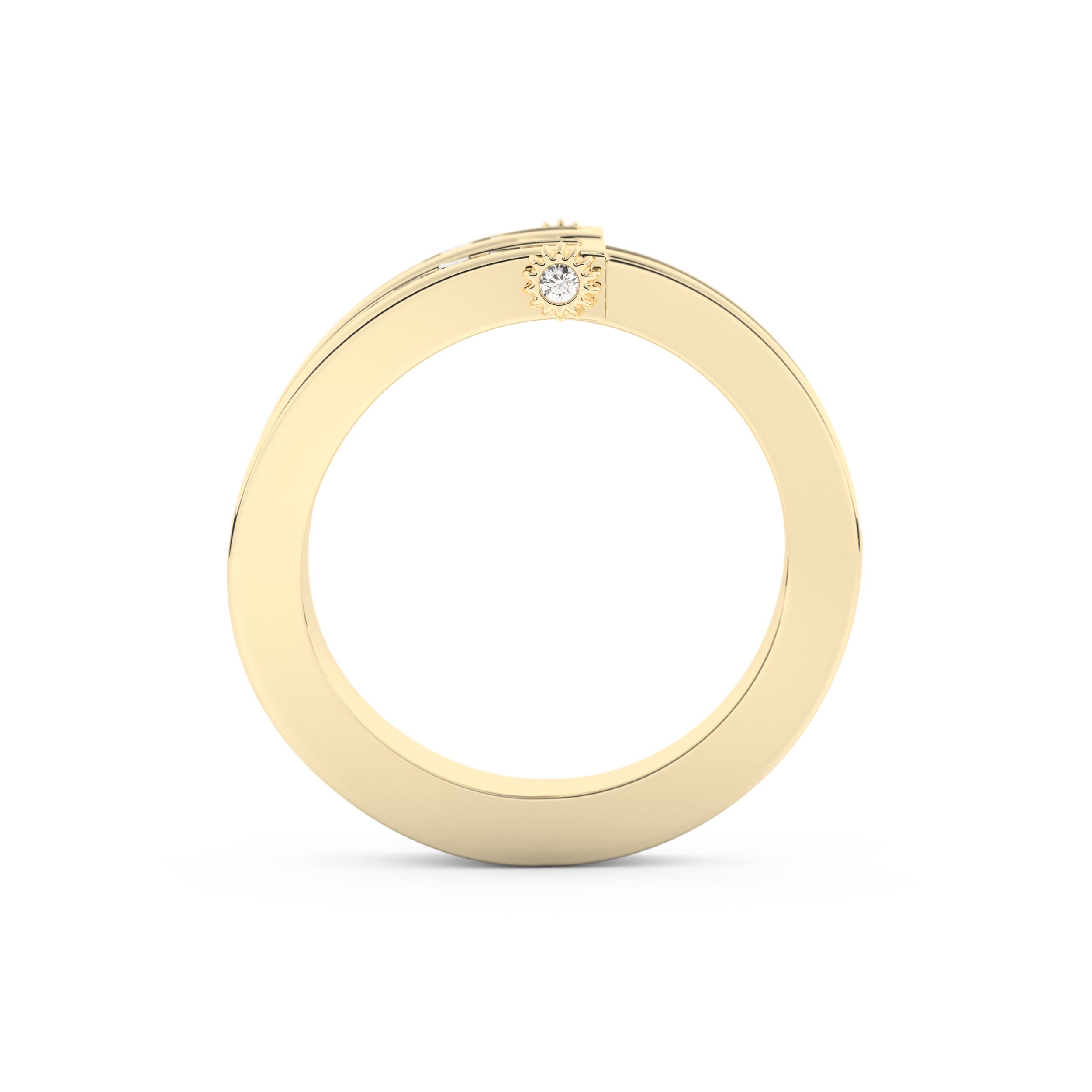 Half Eternity Wedding Band with 1.53 CT Round And Baguette Cut Moissanite – Yellow, White, or Rose Gold