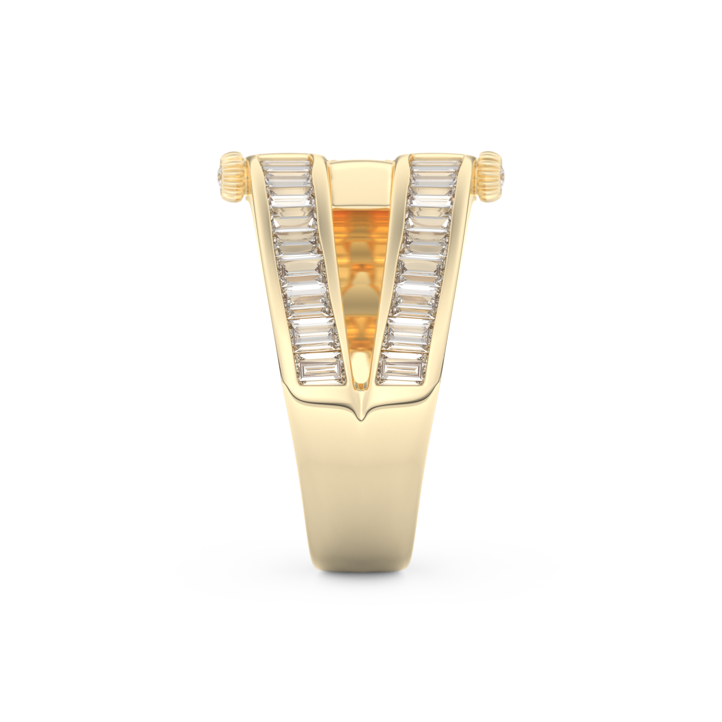 Half Eternity Wedding Band with 1.53 CT Round And Baguette Cut Moissanite – Yellow, White, or Rose Gold