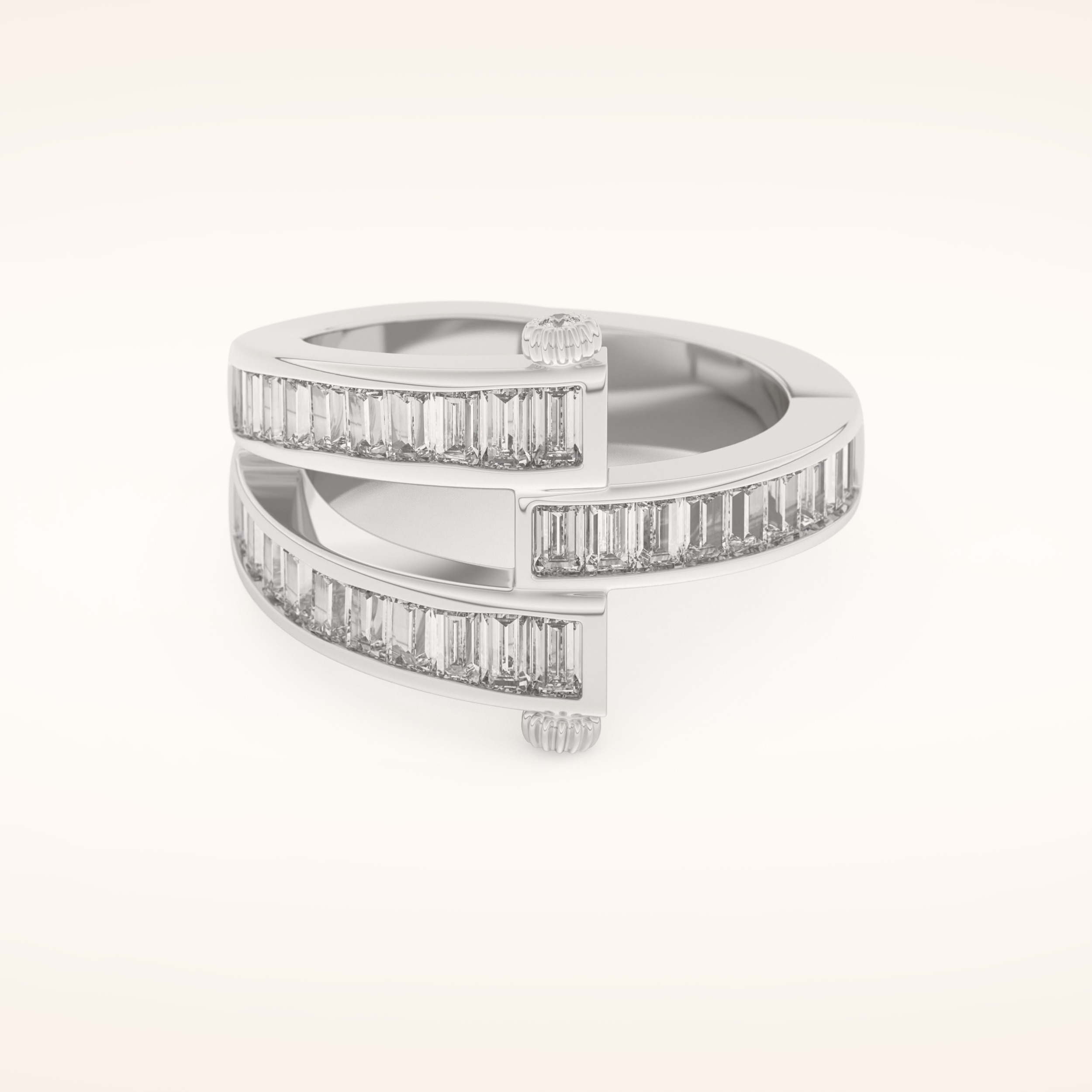 1.53 TCW Round & Baguette Shaped Moissanite Multi Stone Wedding Band