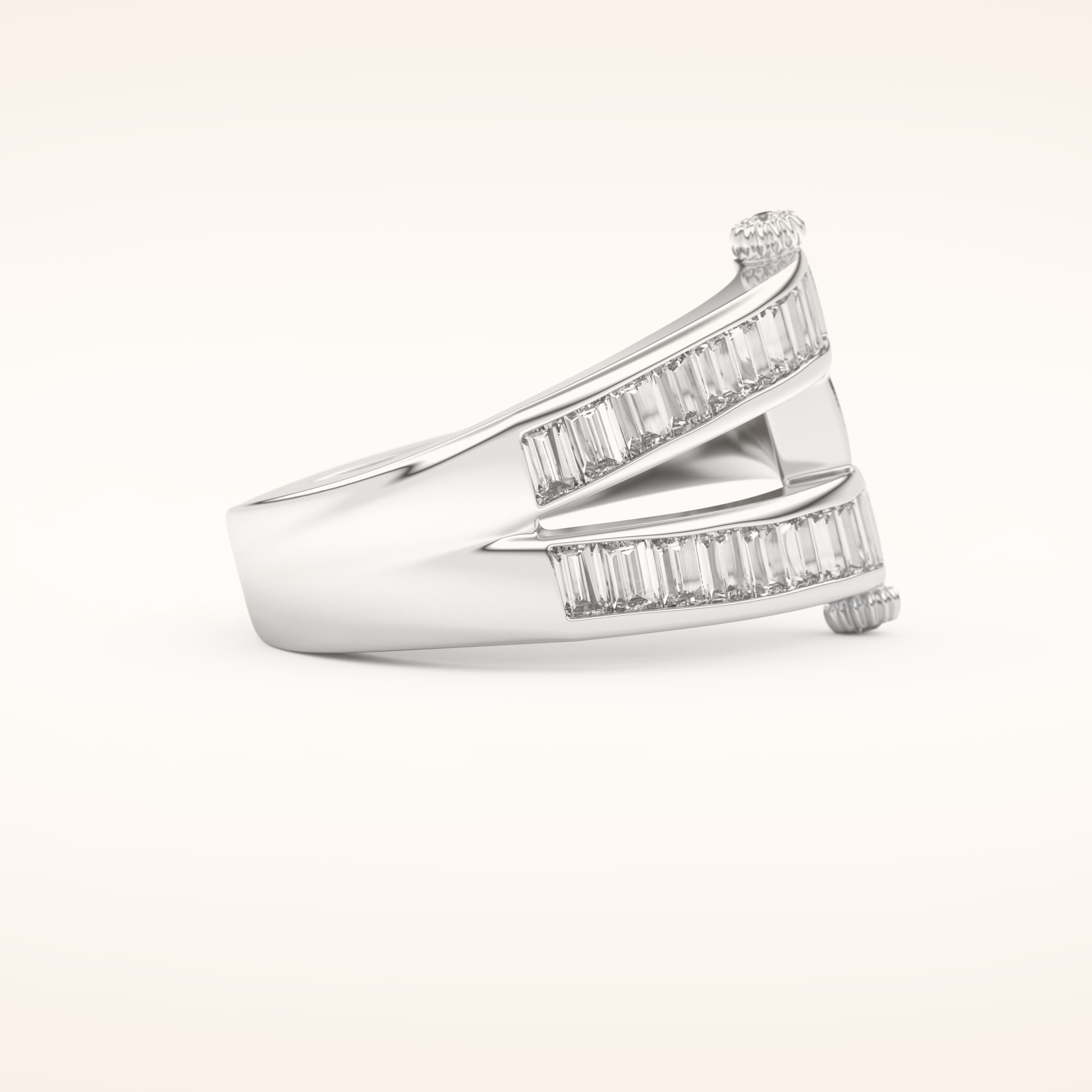 1.53 TCW Round & Baguette Shaped Moissanite Multi Stone Wedding Band