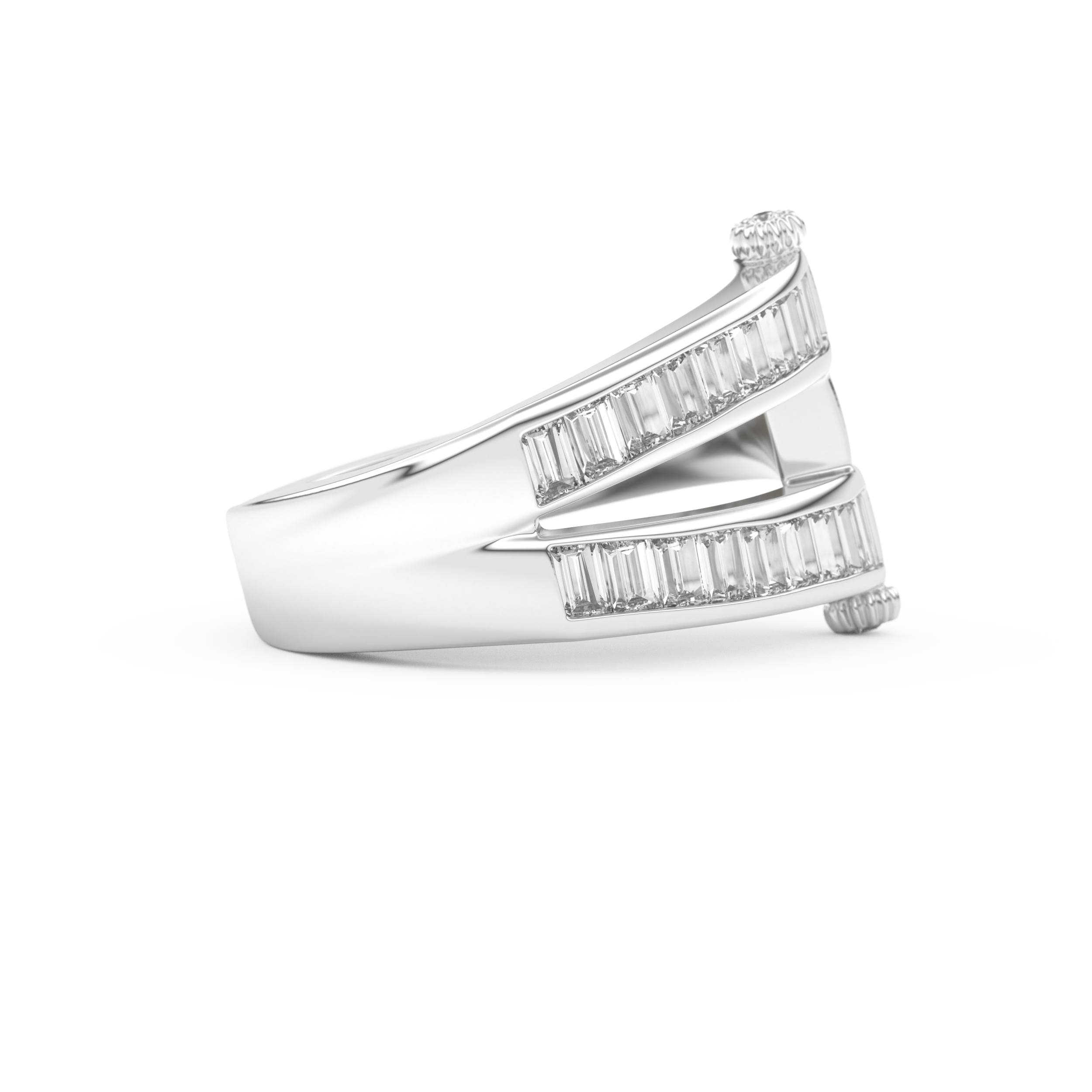 Half Eternity Wedding Band with 1.53 CT Round And Baguette Cut Moissanite – Yellow, White, or Rose Gold