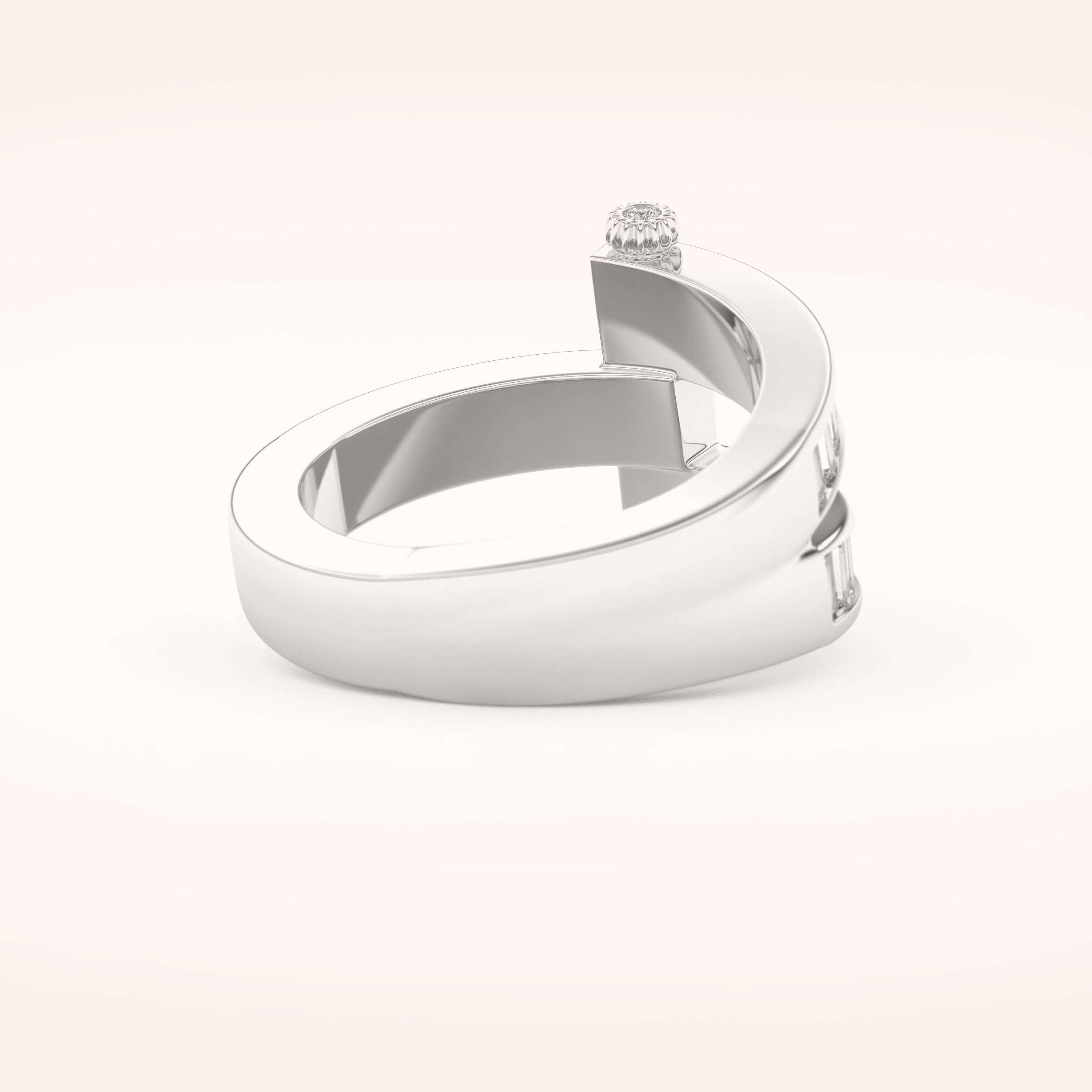 1.53 TCW Round & Baguette Shaped Moissanite Multi Stone Wedding Band