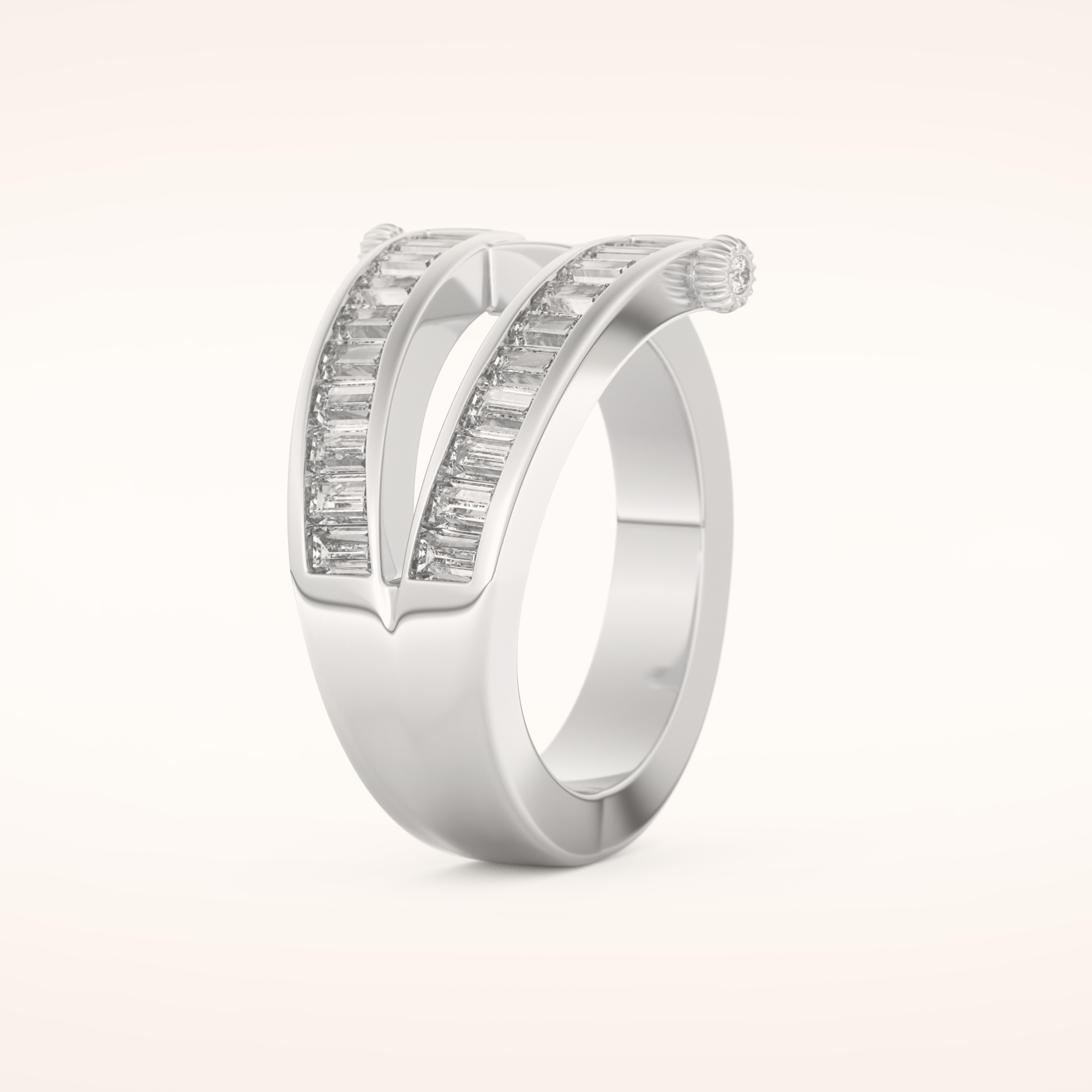 1.53 TCW Round & Baguette Shaped Moissanite Multi Stone Wedding Band