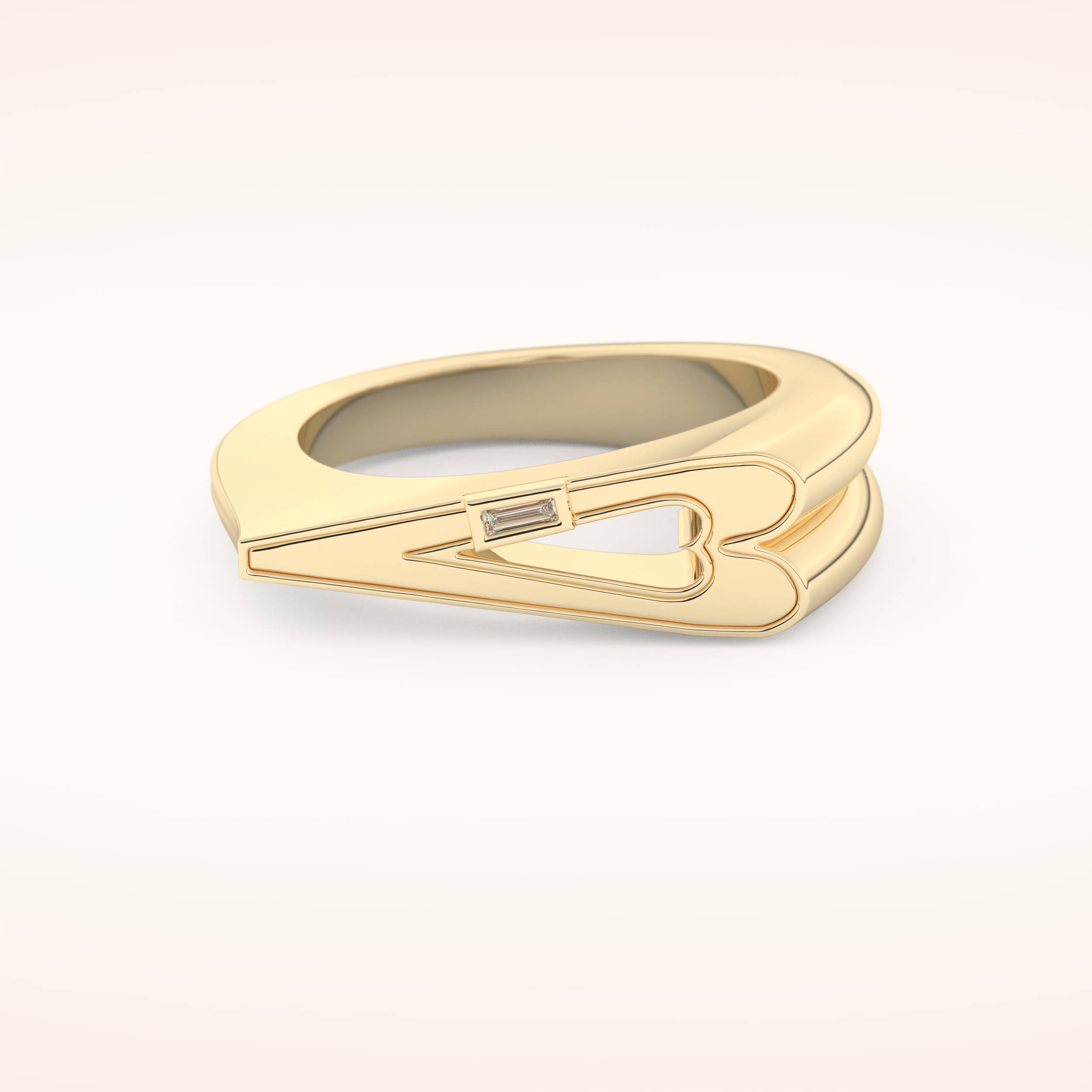 0.013 TCW Baguette Shaped Moissanite Heart Wedding Band
